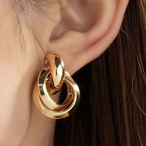 Paire de boucles d'oreilles clips classiques en métal avec motifs géométriques croix et cercle (sans perçage) - SHEIN - Modalova