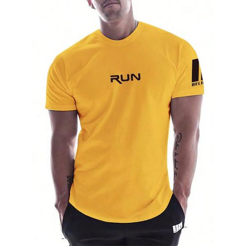 Manfinity T-shirt de sport style petit-amis avec motif lettres, hauts d'entraînement, hauts de basketball, t-shirt graphique retour à l'école style - SHEIN - Modalova