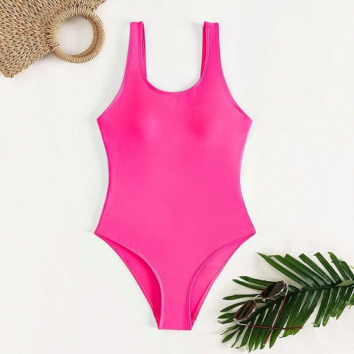 Maillot De Bain Une Pièce Unicolore - SHEIN - Modalova
