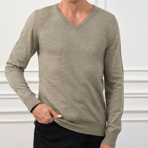 Homme Pull Unicolore Col En V - SHEIN - Modalova