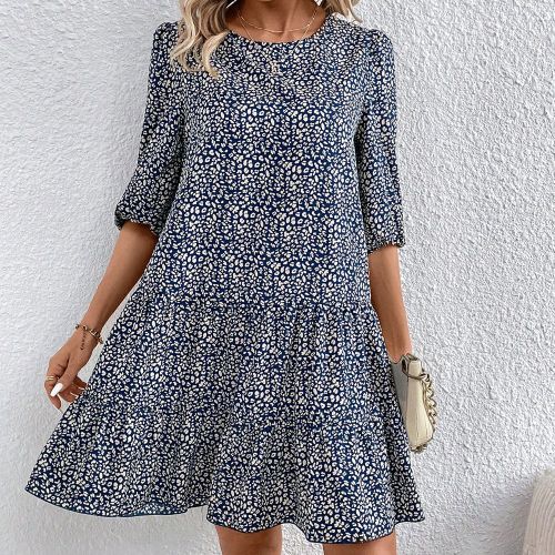 Robe plis À Imprimé Léopard - SHEIN - Modalova
