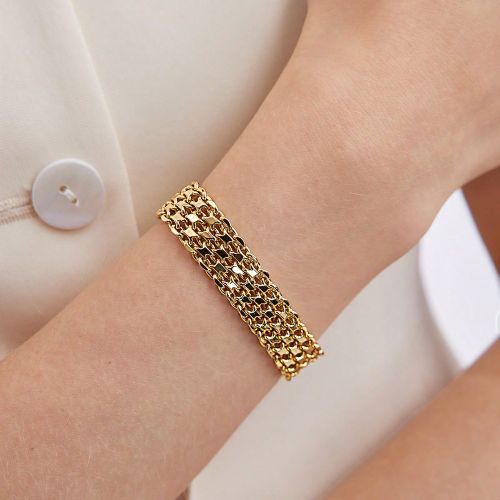 Bracelet En Métal De Forme De Maillage Couleur Or Plaqué Électrique - SHEIN - Modalova