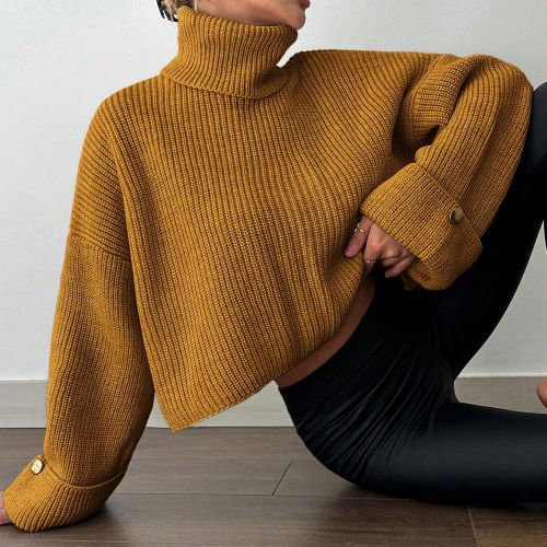 Pull Décontracté Ample À Col Roulé De Couleur Unie - SHEIN - Modalova