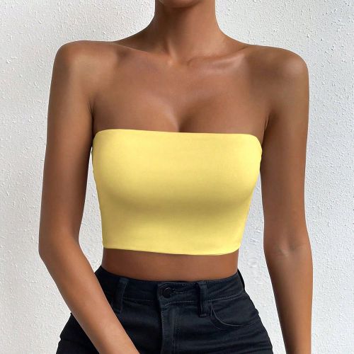 Top sans bretelles de style simple de couleur unies - SHEIN - Modalova