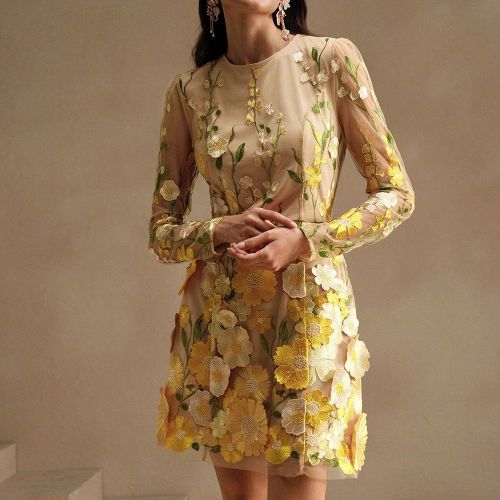 Robe courte à manches longues avec imprimé florals - SHEIN - Modalova