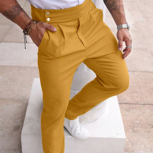 Pantalon droit décontractés avec poche à patch de couleur unie - SHEIN - Modalova