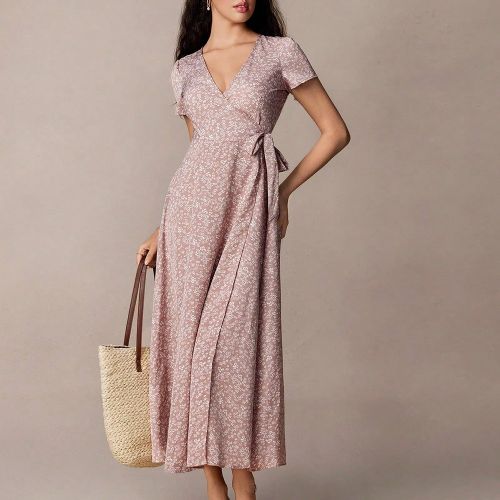 Robe fleurie avec nœud - SHEIN - Modalova