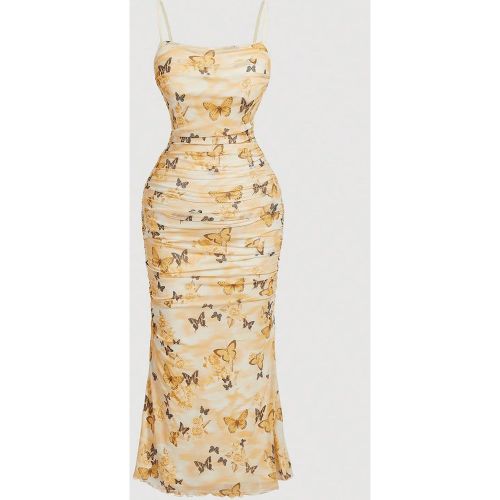 Robe maxi grande taille imprimé papillon jaune romantique mignon, tenue de brunch, robe invitée mariage automne, robe de bal de promo, robe de soirà - SHEIN - Modalova