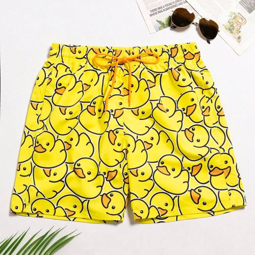 Short de plage imprimé canard jaunes, maillot de bain, hawaïen - SHEIN - Modalova