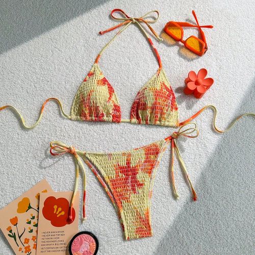 Maillot de bain 2 piècess, style casual, de vacances, plage, avec un dos nu et un ajustement serré - SHEIN - Modalova
