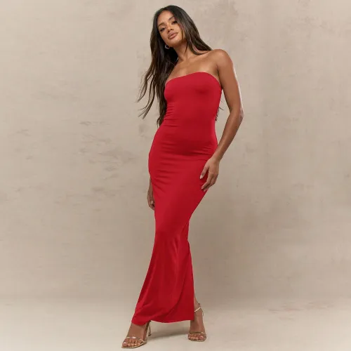 Robe de soirée bustier bandeau moulante mi-longue, robe ajustée de longueur plancher pour bal, invitée de mariage, soirée, remise des diplômes - SHEIN - Modalova
