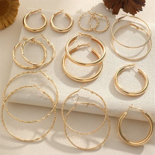 Paires Set De Créoles Métallique Rond - SHEIN - Modalova