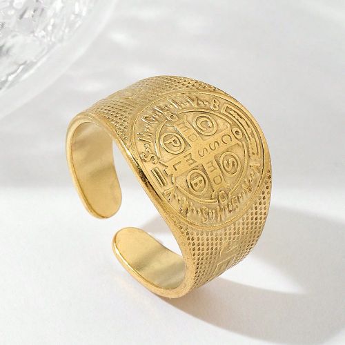 Bague large médaille de saint benoît en acier titane, adaptée à un usage quotidiens et femmes, Style rétro décontracté 1 pièce - SHEIN - Modalova