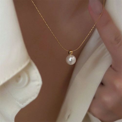 Pièce Collier En Acier Inoxydable Avec Pendentif De Perle Synthétique À La Mode, Convient Pour Un Usage Quotidien - SHEIN - Modalova