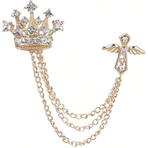 Broche à pompon en forme de croix couronnée de style britannique, épingle pour revers avec chaîne, rétro, corsage, accessoire de costume, pour fe - SHEIN - Modalova