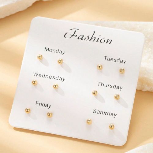 Set de 6 paires de boucles d'oreilles simples et à la mode en ors, convient pour un port quotidien et des cadeaux de vacances, bijoux - SHEIN - Modalova