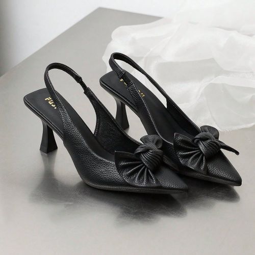 Sandales plates à talon épais à bout carré avec nœud papillon, dos nu, pour la Saint-Valentin - SHEIN - Modalova