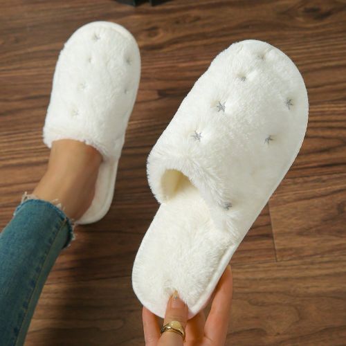 Nouvelles mules avec nœud papillon large, doublure en peluche, mules d'intérieur confortables - SHEIN - Modalova