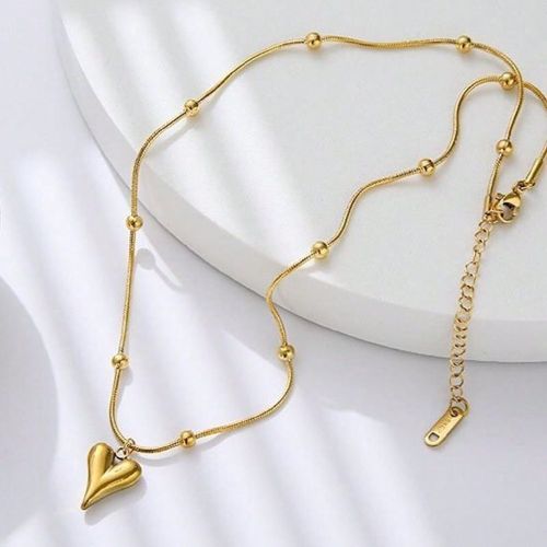 Pièce Élégant Collier pendentif en forme de cœur, en acier inoxydable plaqué or 18 carats, convient pour le port quotidien des s, les fêtes ou c - SHEIN - Modalova