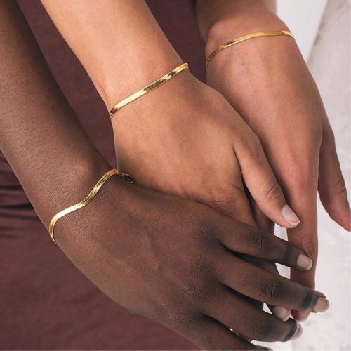Pièce Bracelet chaîne à lame luxueux et glamour plaqué or 18 carats en acier inoxydable. Bijou de mode, un cadeau idéal pour la Saint-Valentin, l - SHEIN - Modalova