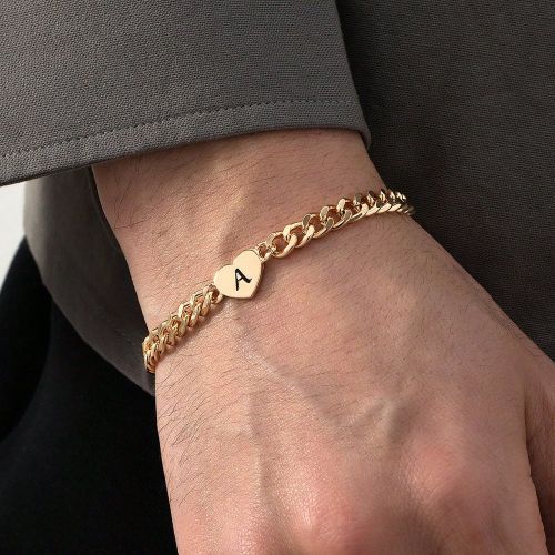 Pièce Bracelet à maillons de mode avec éléments de cœur et de lettres, cadeau pour la Saint-Valentin, Maman, Mère, Fête des Mères - SHEIN - Modalova