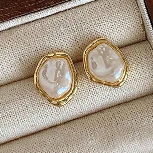 Paire Boucles d'oreilles à tige asymétrique géométrique à la mode, simples et douces, avec faux perle,s, port quotidien - SHEIN - Modalova