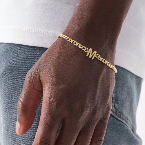 Pièce Bracelet Chaîne en Acier Inoxydable de Couleur Or Initiale Classiques - SHEIN - Modalova