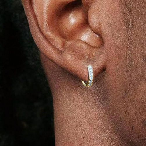Paire de Boucles d'Oreilles Créoles Mini en Cuivre avec Cubique Zirconia, Style Européen,s - SHEIN - Modalova