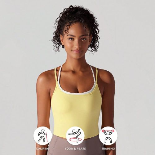 Débardeur de yogas de printemps et d'été, débardeur à bretelles, faux double débardeur, débardeur de sport, débardeur de danse, débardeur dé - SHEIN - Modalova