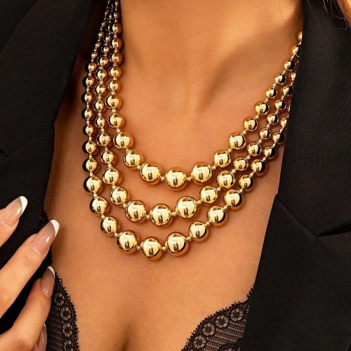 Pièce Collier ras-du-cou géométrique à plusieurs couches exagéré, style hip-hop et chic - SHEIN - Modalova