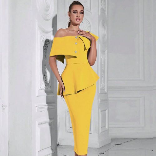 Robe moulante en bandage, style boutonné avec superposition, robe de soirée, robe pour invitée de mariage - SHEIN - Modalova