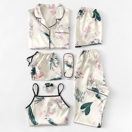 Ensemble de pyjama en satin à imprimé floral 7 pièces - SHEIN - Modalova