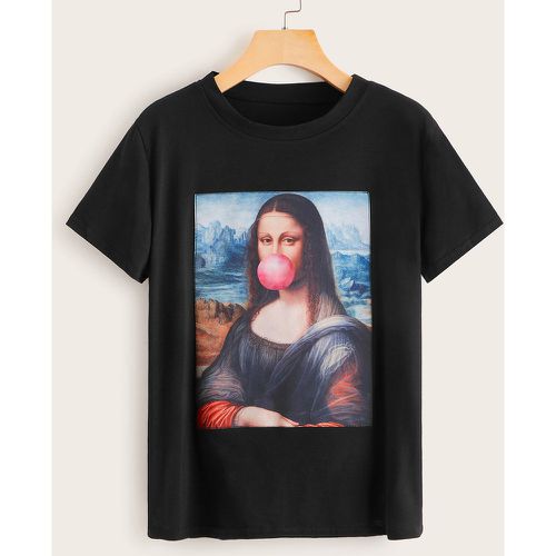 T-shirt avec col rond et imprimé figure - SHEIN - Modalova