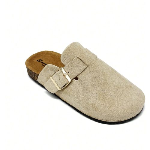 Chaussons sabots vintage – Mules rétro à enfiler avec boucle dorée réglable et semelle en liège. Basiques tendancee. Boucle. Plage, bureau, mai - SHEIN - Modalova