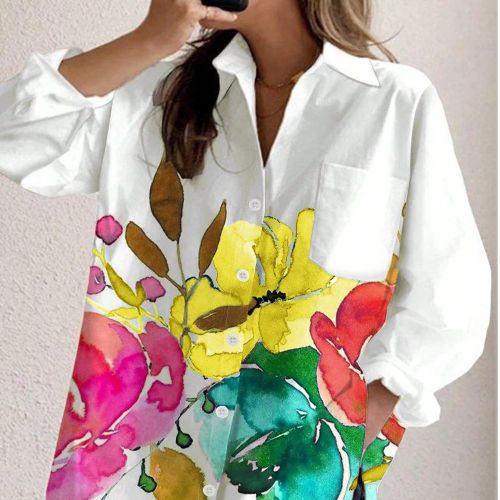 Chemise à fleurs à manches longues décontractée ets - SHEIN - Modalova