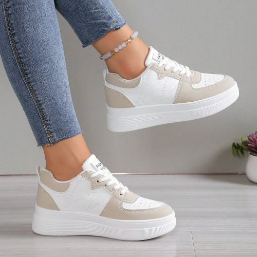 Baskets compenséess avec semelle plateforme, talon compensé, style casual, légères et mode vulcanisées - SHEIN - Modalova