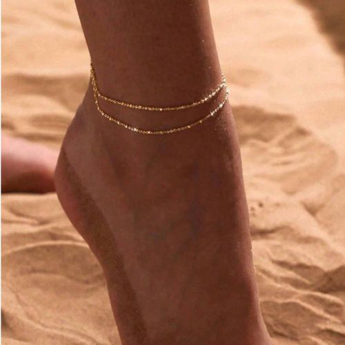 Pièce Simple double couche de perles Bracelet de cheville, style de plage à la mode Chaîne Bijou de pied, polyvalent pour les s, convient pour le p - SHEIN - Modalova