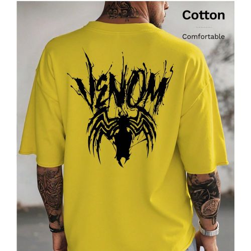 T-shirt basique en coton co-marqué Marvel, Venom côtelé, color block, style universitaire, printemps et été, nouveau, haut jaune à manches court - SHEIN - Modalova