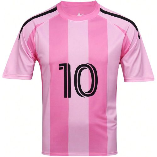 Pièce Maillot de football style Miamis, manches courtes, #10, t-shirt de football, confortable pour les matchs d'équipe et les sports décontractés - SHEIN - Modalova