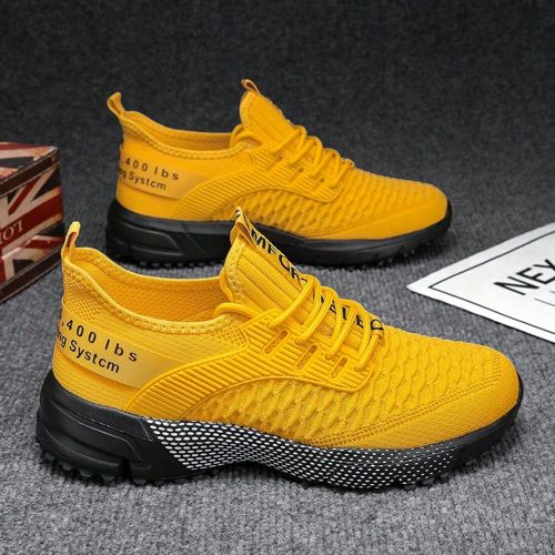 Chaussures de sport décontractées légères et respirantess - Semelle EVA antidérapante, options noir ou jaune - Confortables pour la course, la ma - SHEIN - Modalova