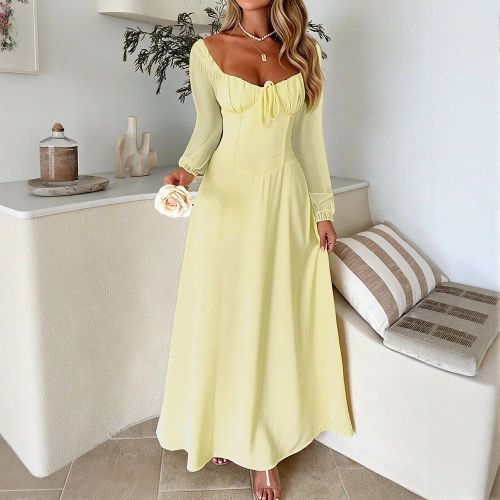 Robes PoPoHouse, automne, tempérament élégant, robe de soirée sexy avec dos décolleté et lacets, manches longues - SHEIN - Modalova