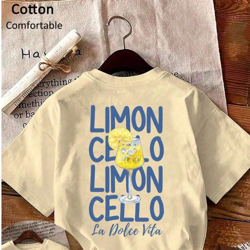 T-shirt côtelé 100% coton unisexe, imprimé citron anglais à la mode, design unisexe sportif, drapé, et doux, Top à manches courtes unisexe, prin - SHEIN - Modalova