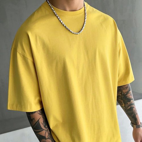 T-shirt à col rond unicolore à manches courtess, convient pour le port décontracté en extérieur - SHEIN - Modalova