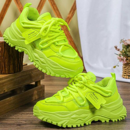Chaussures de marche d'extérieur décontractées, minimalistes et mode, en jaune vif personnalisées. Chaussures de ville à lacets pour le trajet, l - SHEIN - Modalova