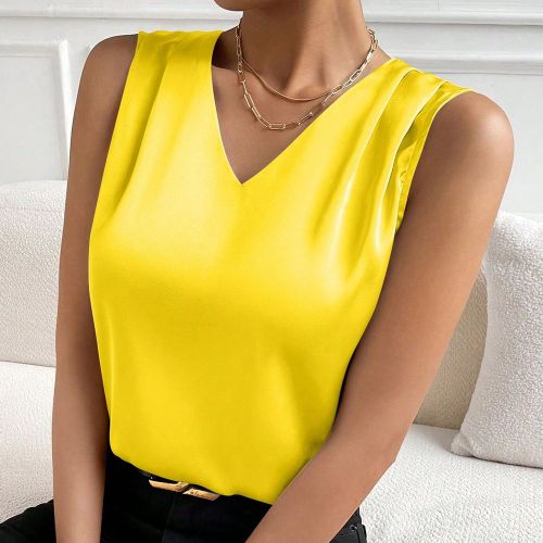 Chemise sans manches minimaliste de couleur unies, porter casual au quotidien - SHEIN - Modalova