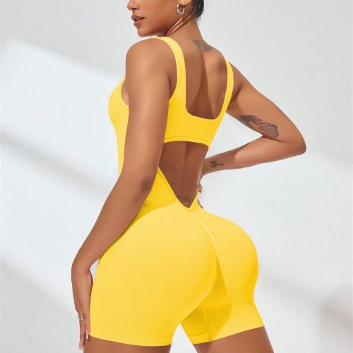 Combi-short de fitnesss, léotard de danse ajusté avec style, tenue de yoga - SHEIN - Modalova