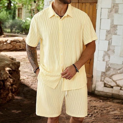 Pièces/Set Chemise jacquard à manches courtes et short grande taille - SHEIN - Modalova