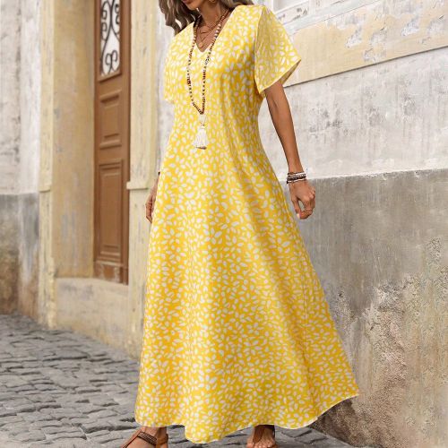 Robe longue à manches chauve-souris avec imprimé floral bleus - SHEIN - Modalova