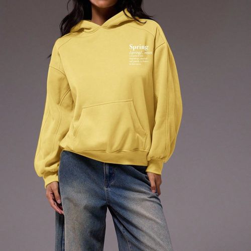 Sweat-shirt à capuche ample et décontracté avec imprimé graphique "Printemps", décontracté pour les vacances d'été - SHEIN - Modalova