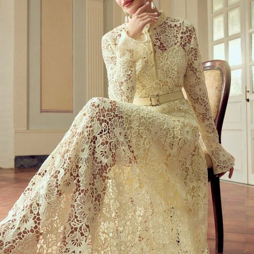 Robe à manches longues évasées à l'française avec décolleté ajouré - SHEIN - Modalova